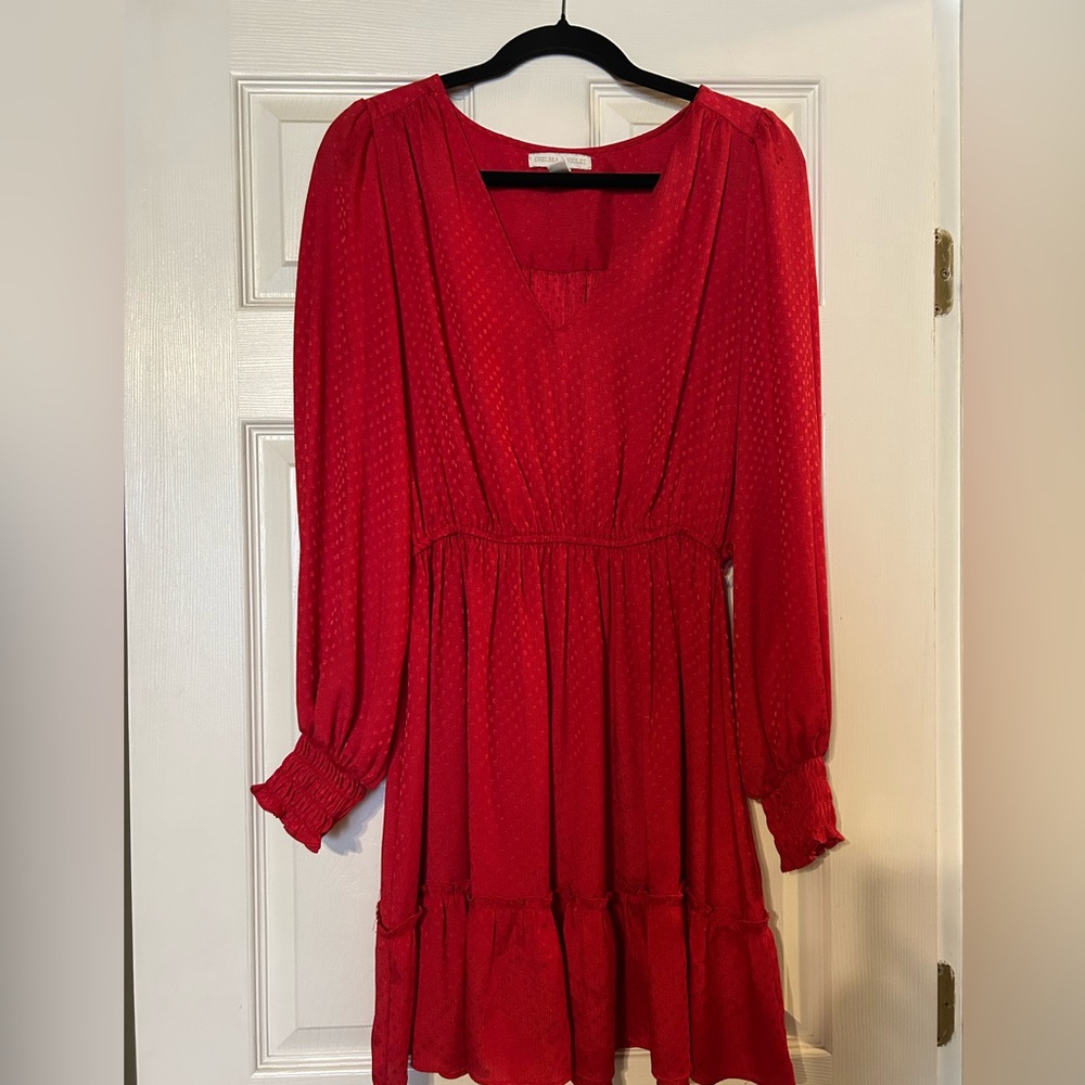 Chelsea & Violet Vibrant Red Long Sleeve Dress